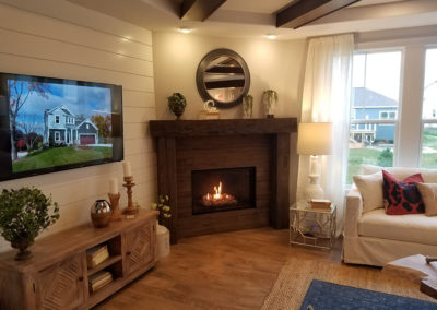 Wooden paneled fireplace