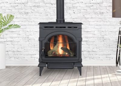 Black wood burning stove