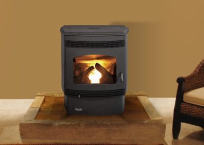 Small black pellet stove