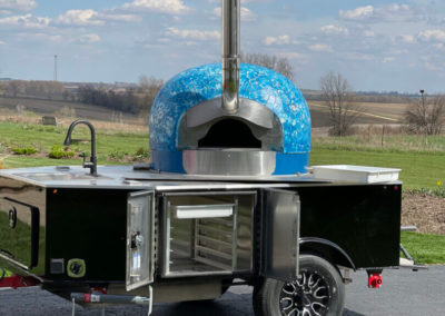 Pizza oven on a trailer