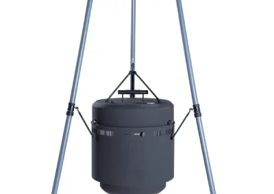 Burch Barrel Suspended Tripod Open Fire Grill Closed